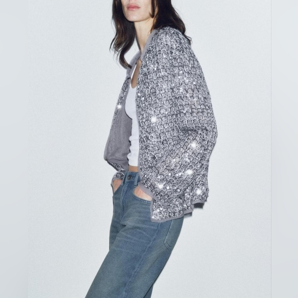Zara ZW Limited Collection Textured Sequin Jacket